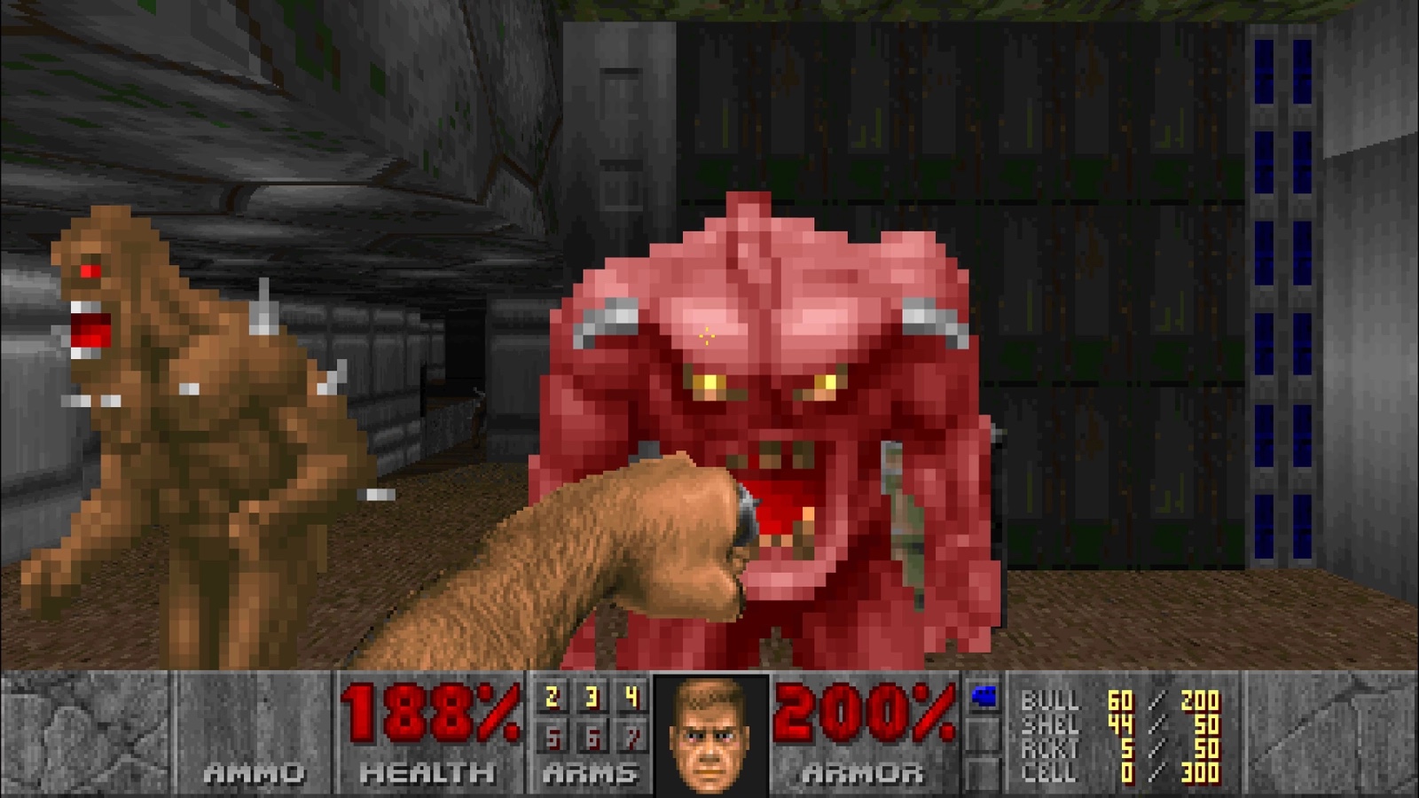 A screenshot of the original Doom video game — the source of the IDDQD God Mode cheat code.